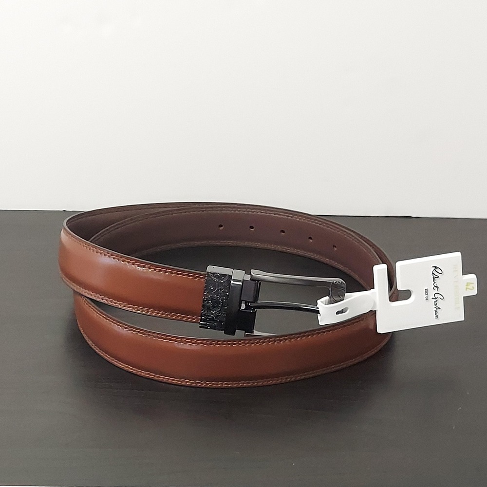Robert Graham Barolo Reversible Belt Mens 42 Engraved Buckle Dress Casual‎